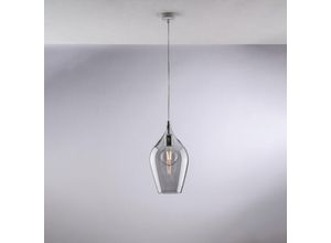 8050713218584 - Sospensione in ferro con vetro grigio pyrex 1 luce H42 - MAX 142 - Ø20