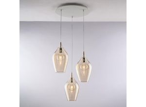 8050713218515 - Bonetti Illumina - Sospensione in ferro con vetri ambra pyrex 3 luci H41 - max 141 - Ø50