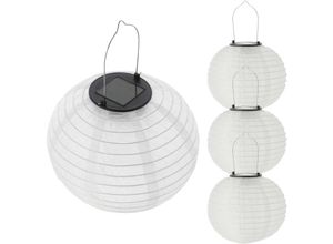 4069055001390 - Led Solar Lampion aus Nylon - 4 Stück 20 cm - Garten Deko Beleuchtung warm weiß - Solarleuchte Laterne Leuchtkugel Dekoleuchte Partylicht für Außen