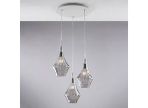 8050713218249 - Bonetti Illumina - Sospensione in ferro con vetri grigio pyrex 3 luci H49 - max 149 - Ø50