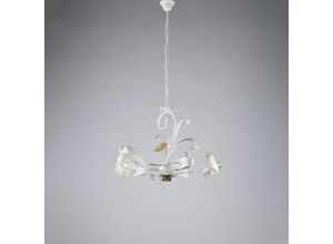 8050713218737 - Lampadario in ferro laccato bianco shabby 3 luci H44 - max 104 - Ø59