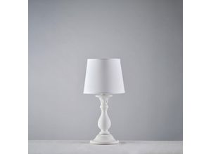 8050713218331 - Bonetti Illumina - Lumetto in legno bianco shabby 1 luce con paralume dm20 H39 - Ø20