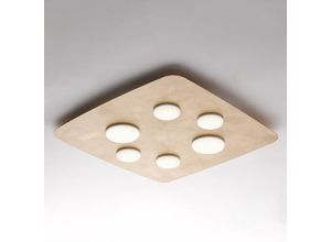 8057724580075 - Belight - Plafoniera in metallo laccato bianco con decorazione oro antico e diffusori in silicone a led integrato 6 luci H5 - ø 65