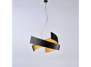 8057724580068 - Belight - Sospensione in ferro taglio laser laccato nero con decorazione esterna nera e decorazione interna oro antico con cavi acciaio regolabili 3 8057724580068 - Belight - Sospensione in ferro taglio laser laccato nero con decorazione esterna nera e decorazione interna oro antico con cavi acciaio regolabili 3