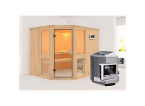 4010090667478 - Sauna Innenkabine Amelia Innensauna 2 Sitzbänke aus Holz  Saunakabine mit 68 mm Wandstärke Dampfsauna mit Montagematerial - Naturbelassen - Karibu