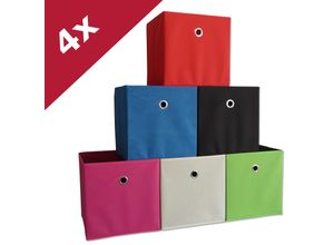 4051814366062 - 4er Set Faltbox Klappbox Stoff Kiste Faltschachtel Maße ca H 28 x B 27 x T 27 cm Regalbox - Boxas