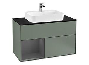 4062373319932 - Villeroy und Boch Finion Waschtischunterschrank G362GKGM 100cm Abdeckplatte black matt Emotion Regal links Anthracite matt Olive Matt Lacquer 4062373319932 - Villeroy und Boch Finion Waschtischunterschrank G362GKGM 100cm Abdeckplatte black matt Emotion Regal links Anthracite matt Olive Matt Lacquer