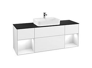 4051202686512 - Villeroy und Boch Finion Waschtischunterschrank F452GFGF 160x603cm Abdeckplatte black matt Regale Glossy white lacquer Glossy white lacquer