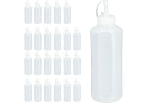 4052025382223 - Relaxdays - 24 x Quetschflasche 1000 ml für Saucen Spritzflasche zum Befüllen Squeeze Flasche Kunststoff Saucenflasche klar