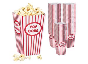 4052025470708 - Relaxdays - Popcorntüten 60er Set gestreift Retro-Optik Kino Filmabend Zubehör Pappe Popcornbehälter rot weiß