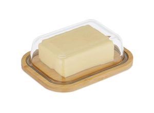 4052025454722 - Butterdose mit Deckel Bambus & Glas 250 g Butter HxBxT 55 x 19 x 14 cm Butterschale natur transparent - Relaxdays