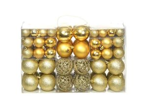 8718475586067 - Bonnevie - 100-tlg Weihnachtskugel-SetChristbaumschmuck Weihnachtsbaumschmuck 3 4 6 cm Golden vidaXL