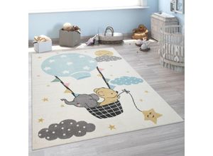 4061981122842 - Kinder-Teppich Kurzflor Für Kinderzimmer Elefant Bär Balon Mond in Beige 80x150 cm - Paco Home