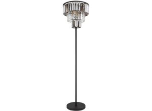 9007371446391 - Stehlampe Glaskristalle Wohnzimmerlampe Standleuchte 3 flammig Metall schwarz matt Kristalle rauch klar 3x E27 DxH 40x160 cm