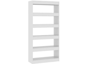 8720286843604 - Bonnevie - Bücherregal RaumteilerBücherschrank Hochglanz-Weiß 80x30x166cm Holzwerkstoff vidaXL