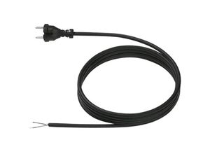 4016514001897 - Netzanschlussleitung 3m 2x1qmm Gummi sw Aderendh Konturenstecker 0-70°C 250V 246175 - Bachmann