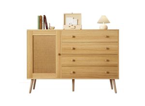 9441280151302 - Okwish - 120 cm großer Beistellschrank aus Holz mit 4 Schubladen und 1 Schranktür