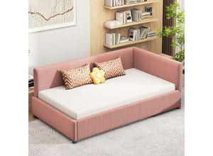 8091280782498 - Redom - Polsterbett Schlafsofa 90200 Multifunktionsbett mit Lattenrost hautfreundlicher Samtstoff rosa