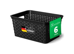 4251888532282 - Novaliv - 6x Aufbewahrungsbox 6x Aufbewahrungskorb Rattan - Schwarz