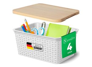 4251888532978 - 4x Novaliv Aufbewahrungsbox 4x Aufbewahrungsbox 4x Holzdeckel - Weiß