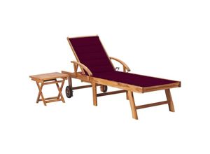 8720286269541 - Bonnevie - SonnenliegeLiegestuhl mit Tisch und Auflage Massivholz Teak vidaXL