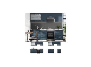4066731408610 - Küchenzeile Fame-Line Weiß Dunkelblau Hochglanz 240 cm mit Arbeitsplatte Anthrazit 4066731408610 - Küchenzeile Fame-Line Weiß Dunkelblau Hochglanz 240 cm mit Arbeitsplatte Anthrazit