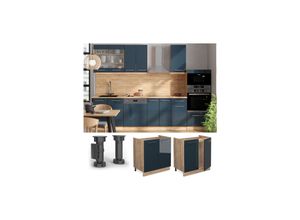 4066731406920 - Spülenunterschrank Fame-Line Eiche Dunkelblau Hochglanz 80 cm mit Arbeitsplatte Eiche