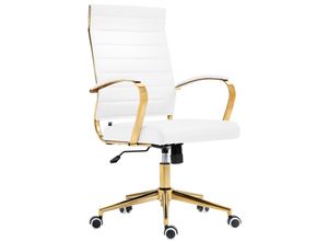 4251756494940 - Ergonomischer Bürostuhl Havanna Kunstleder I Höhenverstellbarer Schreibtischstuhl Mit Metall-Gestell In Gold-Optik I 360 Grad Drehbar 4251756494940 - Ergonomischer Bürostuhl Havanna Kunstleder I Höhenverstellbarer Schreibtischstuhl Mit Metall-Gestell In Gold-Optik I 360 Grad Drehbar