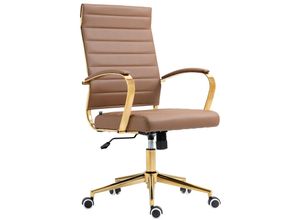 4251756494971 - Ergonomischer Bürostuhl Havanna Kunstleder I Höhenverstellbarer Schreibtischstuhl Mit Metall-Gestell In Gold-Optik I 360 Grad Drehbar 4251756494971 - Ergonomischer Bürostuhl Havanna Kunstleder I Höhenverstellbarer Schreibtischstuhl Mit Metall-Gestell In Gold-Optik I 360 Grad Drehbar