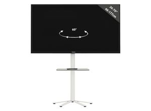 4051814400742 - TV Standfuß mit Fachboden 32-70 Zoll VESA max 600x400 bis 40 kg Fernseh Ständer aus Alu TV Bodenständer Maße ca H 100 x B 61 x T 61 cm Fernsehstand Xila