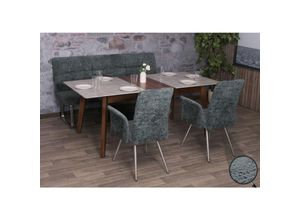 4057651888699 - Esszimmer-Set MCW-G55 2er-Set Stuhl mit Armlehne+Sitzbank 180cm Edelstahl gebürstet Stoff Textil Chenille ~ blau-grün 4057651888699 - Esszimmer-Set MCW-G55 2er-Set Stuhl mit Armlehne+Sitzbank 180cm Edelstahl gebürstet Stoff Textil Chenille ~ blau-grün