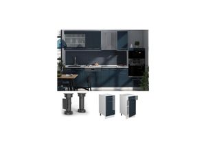 4066731412976 - Schubunterschrank Fame-Line Weiß Dunkelblau Hochglanz 40 cm mit Arbeitsplatte Weiß-Marmor 4066731412976 - Schubunterschrank Fame-Line Weiß Dunkelblau Hochglanz 40 cm mit Arbeitsplatte Weiß-Marmor
