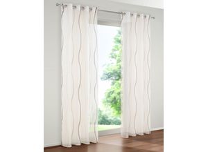 6944185403895 - Gardine MY HOME Dimona Gr 1 beige (creme schoko) B140cm H145cm Voile Polyester Gardinen 2-er Set transparent Voile Polyester Wellen Topseller