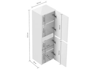 4251982655801 - Limes Badezimmer Hochschrank 112cm Softclose Wandmontage weiß Hgl 4251982655801 - Limes Badezimmer Hochschrank 112cm Softclose Wandmontage weiß Hgl