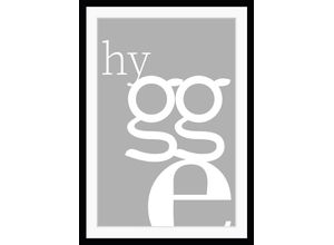 4049009891710 - Bild QUEENCE hygge Bilder Gr B H 30 cm x 40 cm Wandbild Buchstaben Hochformat grau Kunstdrucke Regenbogen Schriftzug Figuren gerahmt Abstrakt