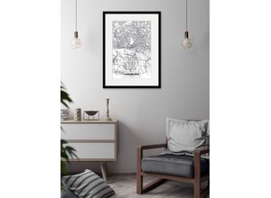 4049009838098 - Bild QUEENCE Hamburg Stadtkarte Bilder Gr B H 50 cm x 70 cm Wandbild Städte Hochformat 1 St weiß Bild Kunstdruck Bilder mit Rahmen