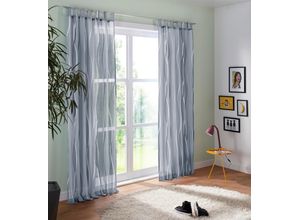 6920192997381 - Gardine MY HOME Dimona Gardinen Gr 295 cm Schlaufen 140 cm grau (silbergrau) Schlaufen Gardine 2er-Set Voile Polyester Wellen