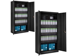 4061173209764 - tectake® 2er Set Aktenschrank aus pulverbeschichtetem Stahl 4 höhenverstellbare Einlegeböden 180 x 90 x 40 cm 4061173209764 - tectake® 2er Set Aktenschrank aus pulverbeschichtetem Stahl 4 höhenverstellbare Einlegeböden 180 x 90 x 40 cm