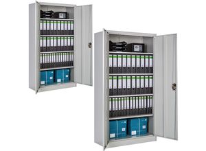 4061173209719 - tectake® 2er Set Aktenschrank aus pulverbeschichtetem Stahl 4 höhenverstellbare Einlegeböden 180 x 90 x 40 cm 4061173209719 - tectake® 2er Set Aktenschrank aus pulverbeschichtetem Stahl 4 höhenverstellbare Einlegeböden 180 x 90 x 40 cm