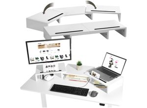 4061173267122 - tectake® Monitorständer 3-teilig breitenverstellbar schwenkbare Seitenteile zusätzlicher Stauraum 79 - 115 x 27 x 105 cm 4061173267122 - tectake® Monitorständer 3-teilig breitenverstellbar schwenkbare Seitenteile zusätzlicher Stauraum 79 - 115 x 27 x 105 cm