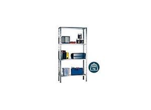 4004514122605 - Steckregal Stecksystem-Grundregal Regale Metall verzinkt 1800x1000x350 mm 4 Böden Gr B H T 100 cm x 180 cm x 35 cm silberfarben Werkstatt-Regale 4004514122605 - Steckregal Stecksystem-Grundregal Regale Metall verzinkt 1800x1000x350 mm 4 Böden Gr B H T 100 cm x 180 cm x 35 cm silberfarben Werkstatt-Regale