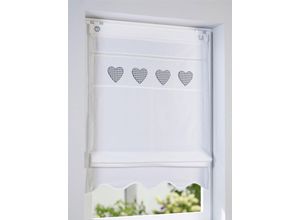 4016478102531 - Raffrollo HEINE HOME Raffrollos Gr 140 cm Ösen 120 cm grau (weiß grau) Raffrollos halbtransparent 4016478102531 - Raffrollo HEINE HOME Raffrollos Gr 140 cm Ösen 120 cm grau (weiß grau) Raffrollos halbtransparent