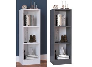 4051814420733 - Standregal Holz Aufbewahrung Stand Regal Bücherregal Deko Bücher Standregal Dilos S 3-fach Gr 38 grau (anthrazit) B38cm H114cm T30cm Holzwerkstoff Holz Spanplatte Regale