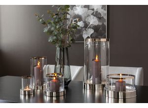 4042911584268 - Windlicht FINK EMPIRE silber (silberfarben) H28cm Ø175cm Eisen Glas Kerzenhalter Kerzenhalter Dekoglas mit Platinumauflage