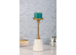 4063074541431 - Kerzenständer KAYOOM Fayya 225 weiß (goldfarben weiß) B10cm H30cm T10cm Ø10cm Aluminium Marmor Kerzenhalter Höhe ca 30 cm 4063074541431 - Kerzenständer KAYOOM Fayya 225 weiß (goldfarben weiß) B10cm H30cm T10cm Ø10cm Aluminium Marmor Kerzenhalter Höhe ca 30 cm