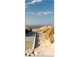 4055327047982 - Glasbild ARTLAND Nordseestrand auf Langeoog - Steg Bilder Gr B H 30 cm x 60 cm Strand 1 St beige (naturfarben) Glasbilder Bilder in verschiedenen Größen