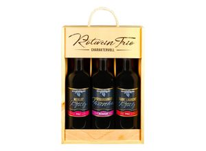 4006975209123 - Geschenkholzkiste Rotwein Trio 110 - 130 % Vol 3 x 075 Liter - Inhalt 2 Flaschen