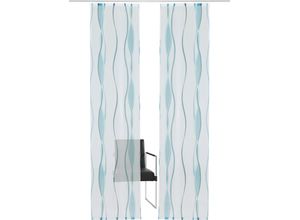6920192967339 - Schiebegardine MY HOME Dimona Gr 6 weiß (weiß petrol) B57cm H295cm Voile Polyester Gardinen 2-er Set Fertiggardine mit Befestigungszubehör Wellen 6920192967339 - Schiebegardine MY HOME Dimona Gr 6 weiß (weiß petrol) B57cm H295cm Voile Polyester Gardinen 2-er Set Fertiggardine mit Befestigungszubehör Wellen