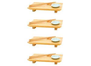 4057216045178 - 4x Japanisches Sushi Brett - 27x16x4 Bambus Platten Set - Teller mit Schälchen 4057216045178 - 4x Japanisches Sushi Brett - 27x16x4 Bambus Platten Set - Teller mit Schälchen