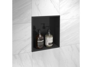 4260671850328 - Badregal Luca schwarz B27cm H32cm T10cm Edelstahl Regale Wandnische schwarz